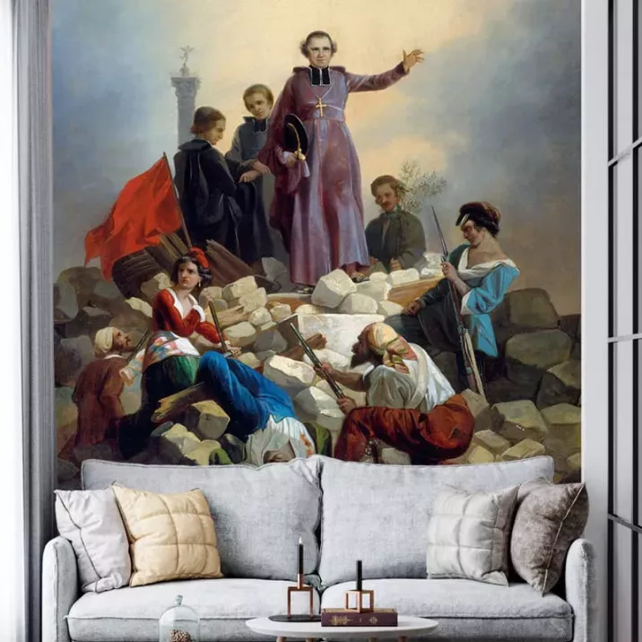 Papier Peint Panoramique Peinture 19e siècle Joseph Félon - Monseigneur Affre sur la barricade