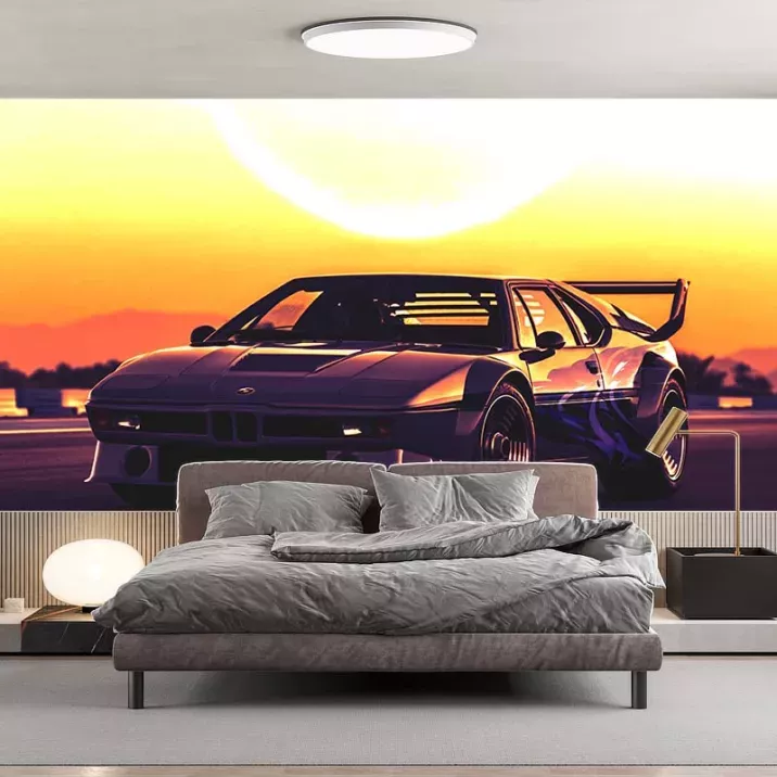Papier Peint Panoramique BMW couché de soleil