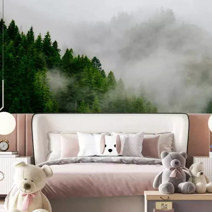 Papier Peint Panoramique Foret Jungle Brouillard