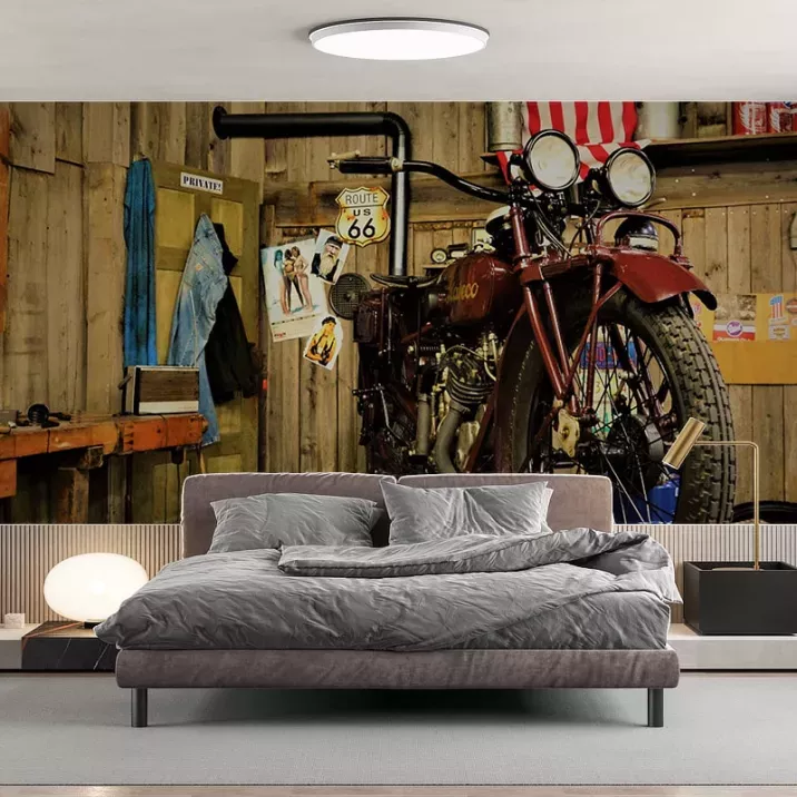 Papier Peint Panoramique Moto Vintage Garage