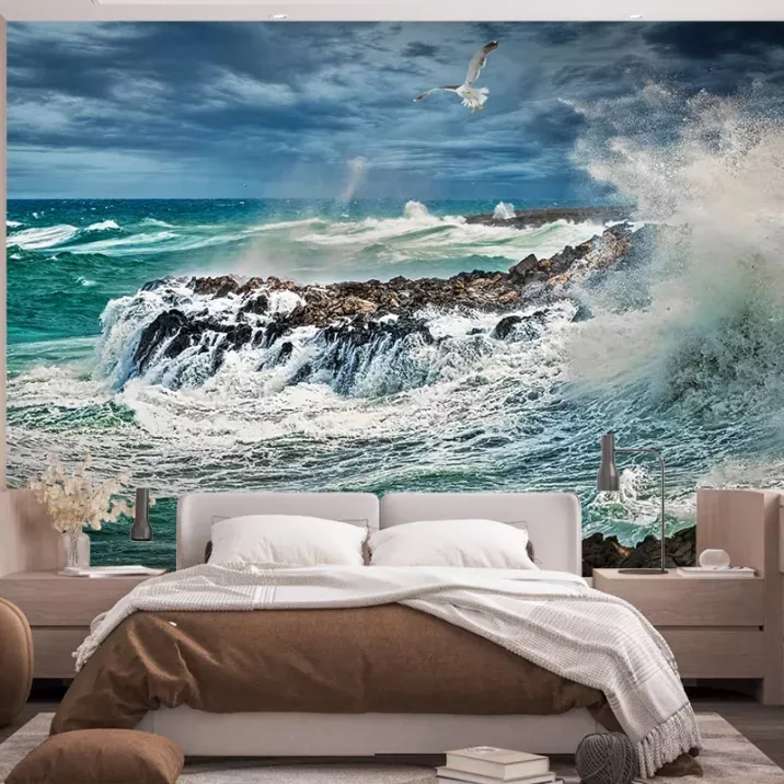 Papier Peint Panoramique Vagues Océan