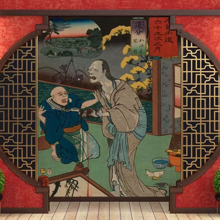 Papier Peint Panoramique Estampe 19e siècle Utagawa Kuniyoshi - Oiwake