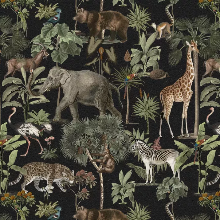 Affiche personnalisée Jungle Animaux Foncé