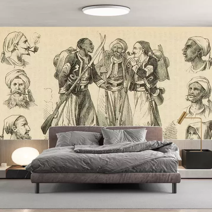Papier Peint Panoramique Estampe 19e siècle - Afrikanische Truppen der französischen Armee