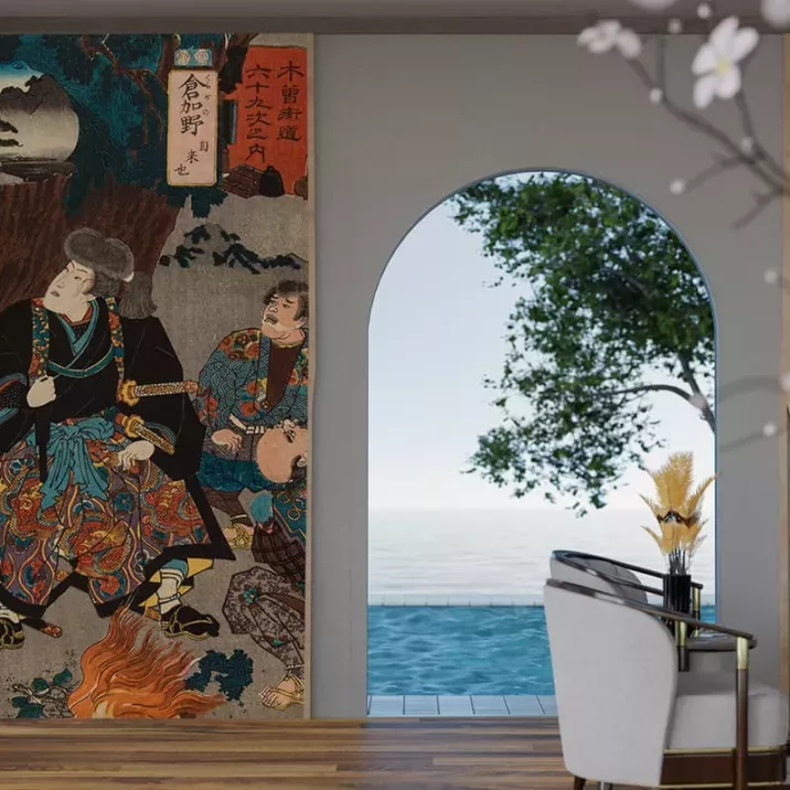 Papier Peint Panoramique Estampe 19e siècle Utagawa Kuniyoshi - Kuragano