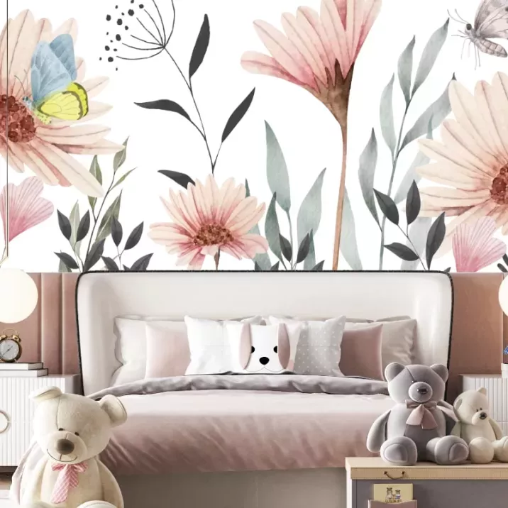 Papier Peint Panoramique Fleurs Papillons