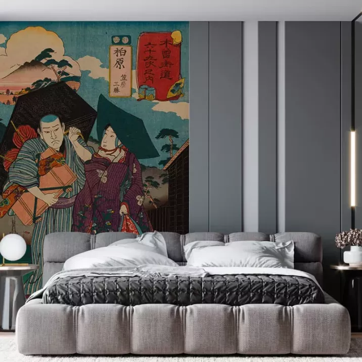 Papier Peint Panoramique Estampe 19e siècle Utagawa Kuniyoshi - Kashiwabara