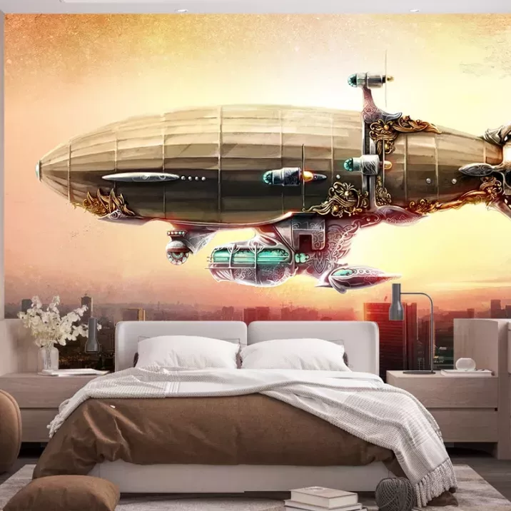 Papier Peint Panoramique Dirigeable Steampunk