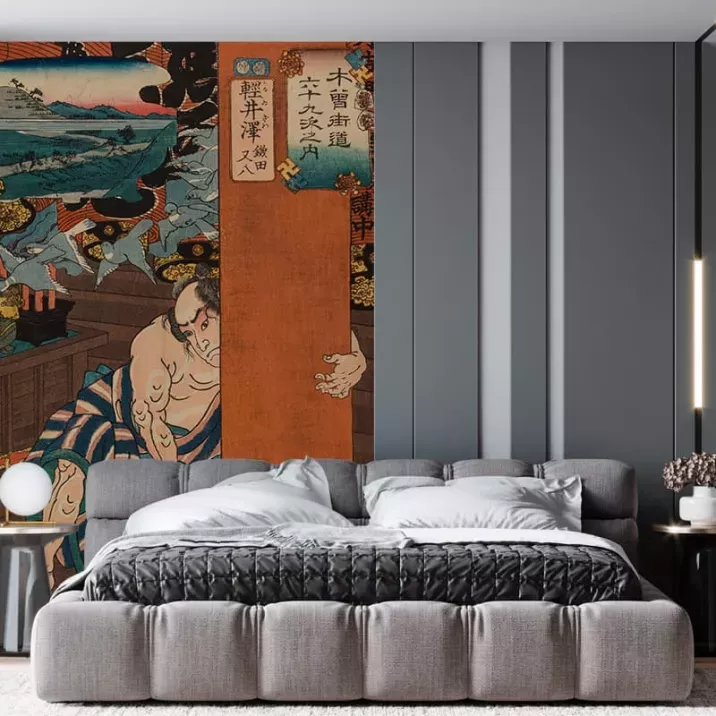 Papier Peint Panoramique Estampe 19e siècle Utagawa Kuniyoshi - Karuizawa