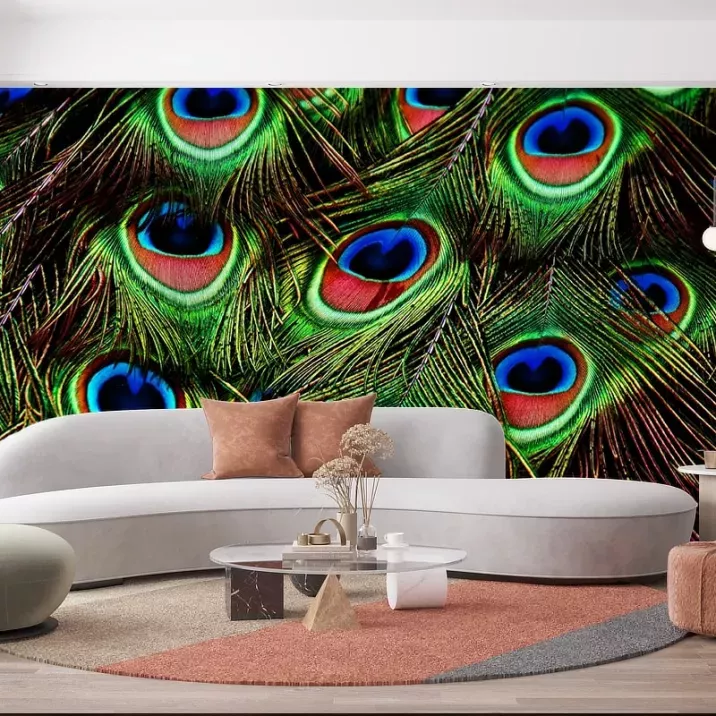 Papier Peint Panoramique Plumes Paon