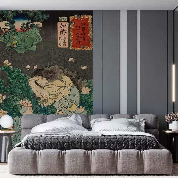 Papier Peint Panoramique Estampe 19e siècle Utagawa Kuniyoshi - Kanō