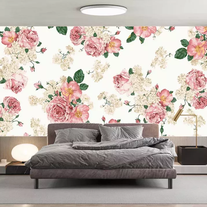 Papier Peint Panoramique Fleurs Vintage Motif