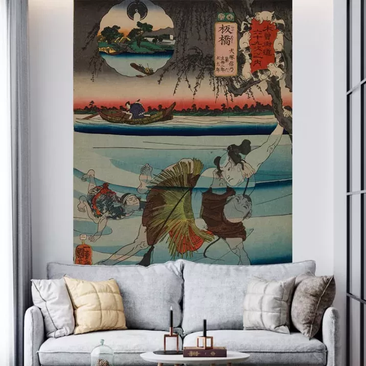 Papier Peint Panoramique Estampe 19e siècle Utagawa Kuniyoshi - Itabashi