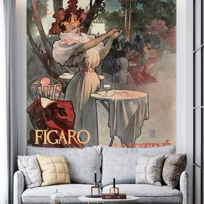 Papier Peint Panoramique Peinture 19e Alphonse Mucha - Figaro Illustré / Les cafés-concerts