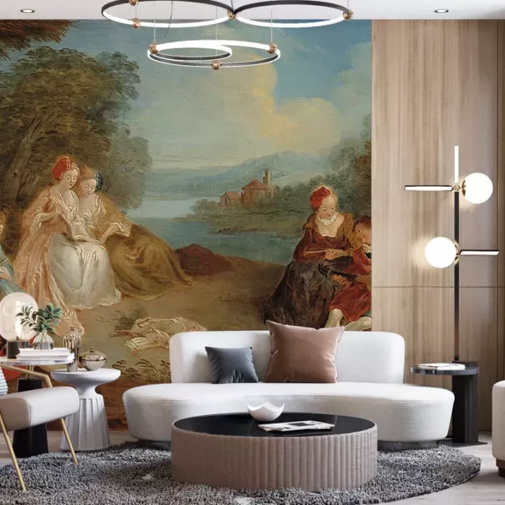 Papier Peint Panoramique Peinture 18e siècle Jean-Baptiste Pater - Le Repos sur la colline