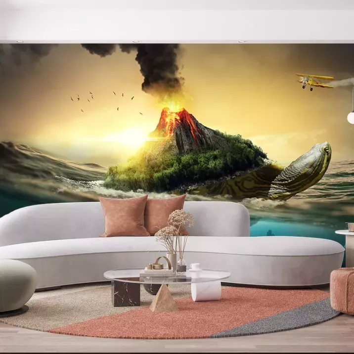 Papier Peint Panoramique Tortue Volcan