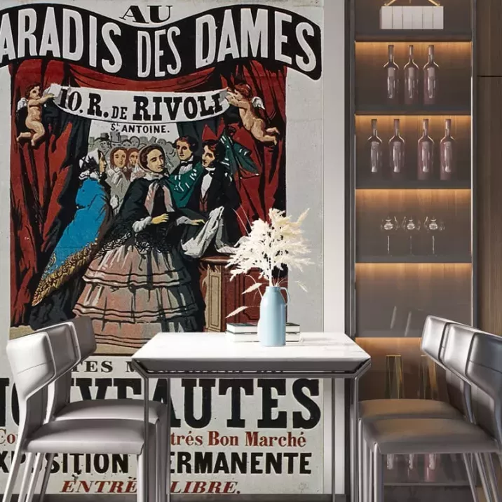 Papier Peint Panoramique Estampe Publicitaire - Au Paradis des Dames