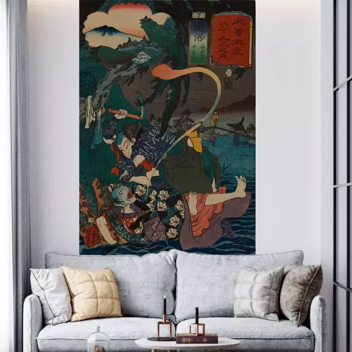 Papier Peint Panoramique Estampe 19e siècle Utagawa Kuniyoshi - Unuma