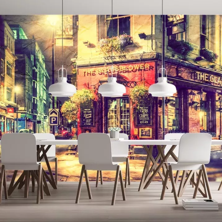 Papier peint Panoramique Rue Nuit Ancien