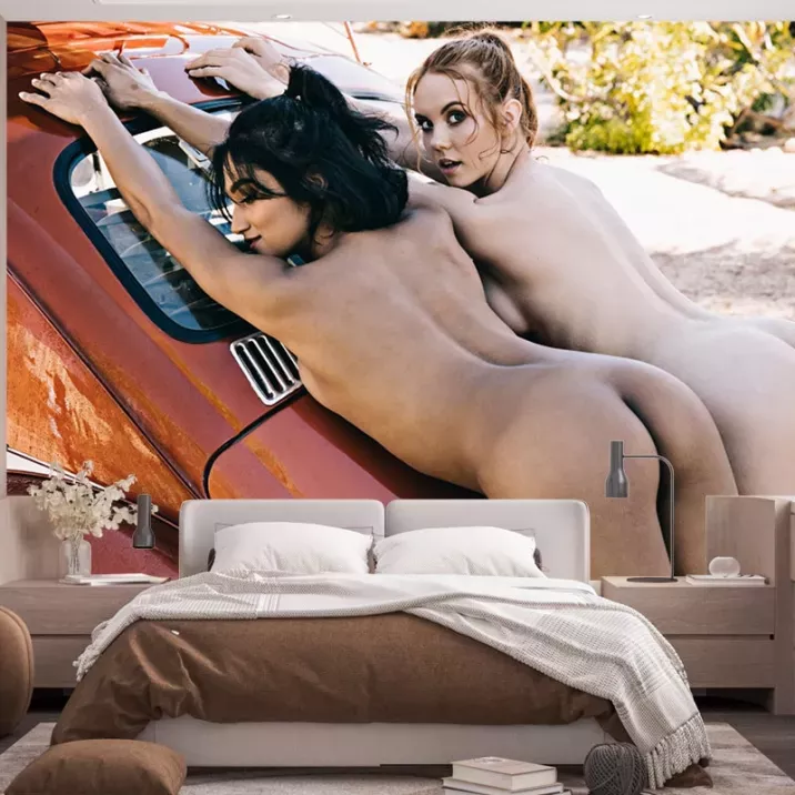 Papier Peint Panoramique Femmes Nue Voiture