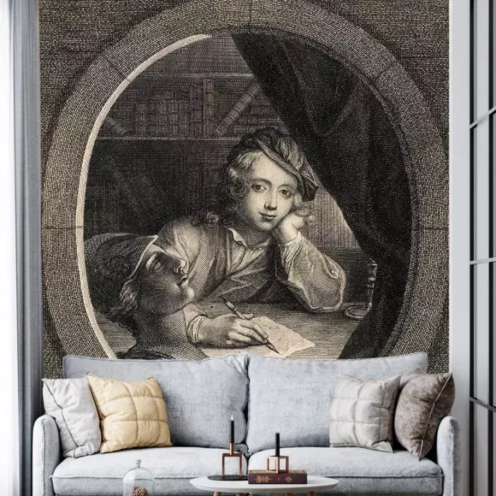 Papier Peint Panoramique Gravure - Carl ant coypel se ipse pinxit