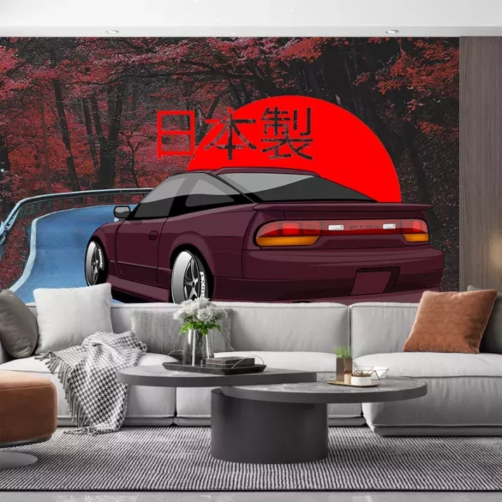 Papier Peint Panoramique Voiture Drift Route Japonaise