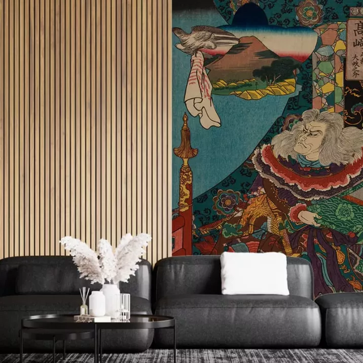 Papier Peint Panoramique Estampe 19e siècle Utagawa Kuniyoshi - Takasaki