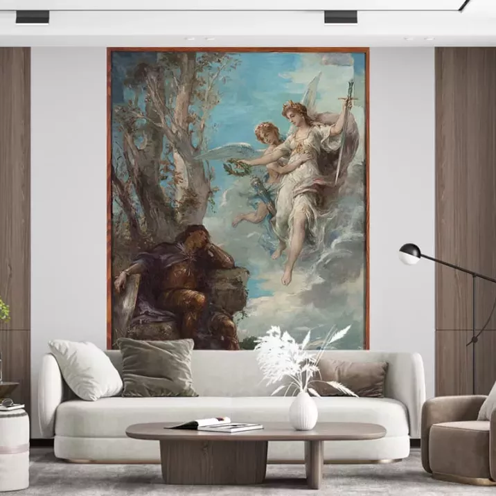 Papier Peint Panoramique Peinture 19e Henri-Léopold Lévy - Le Rêve du chevalier