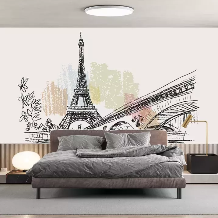 Papier Peint Panoramique Paris Aquarelle