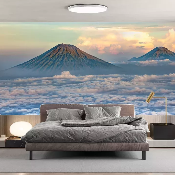 Papier Peint Panoramique Volcan Nuages