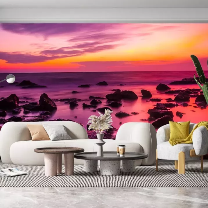 Papier Peint Panoramique Couché de Soleil Océan