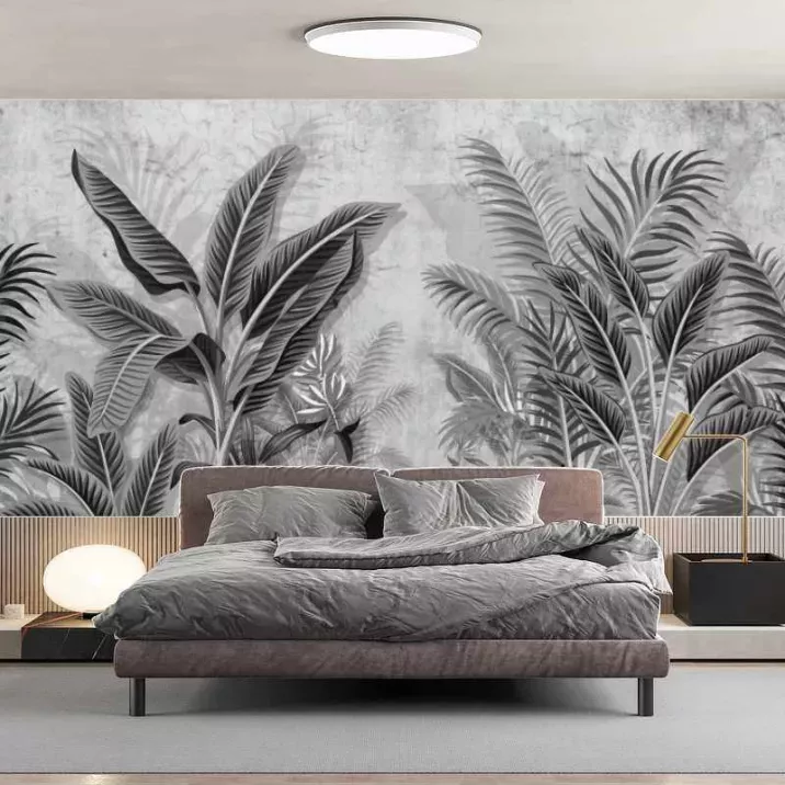 Papier Peint Panoramique Jungle Noir et Blanc 2
