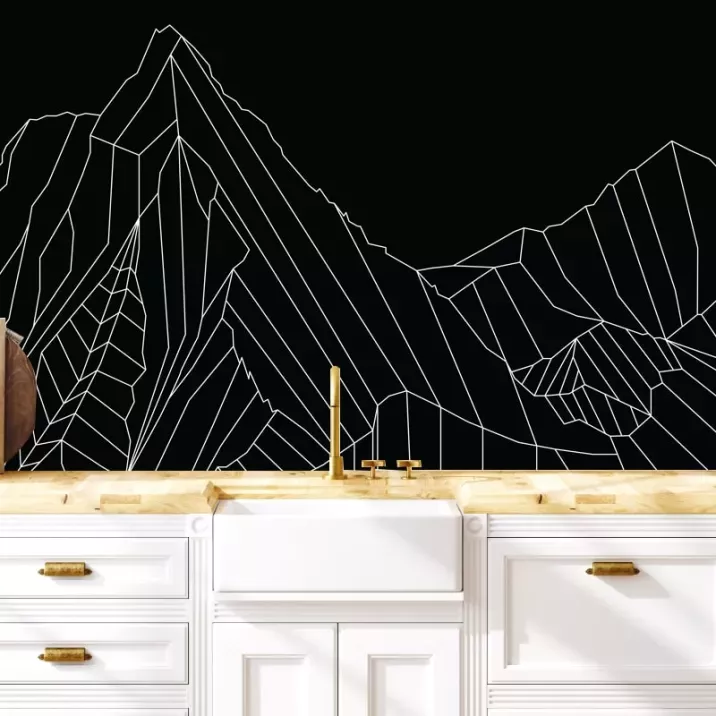 Papier Peint Panoramique Montagne Géométrique Blanc 2